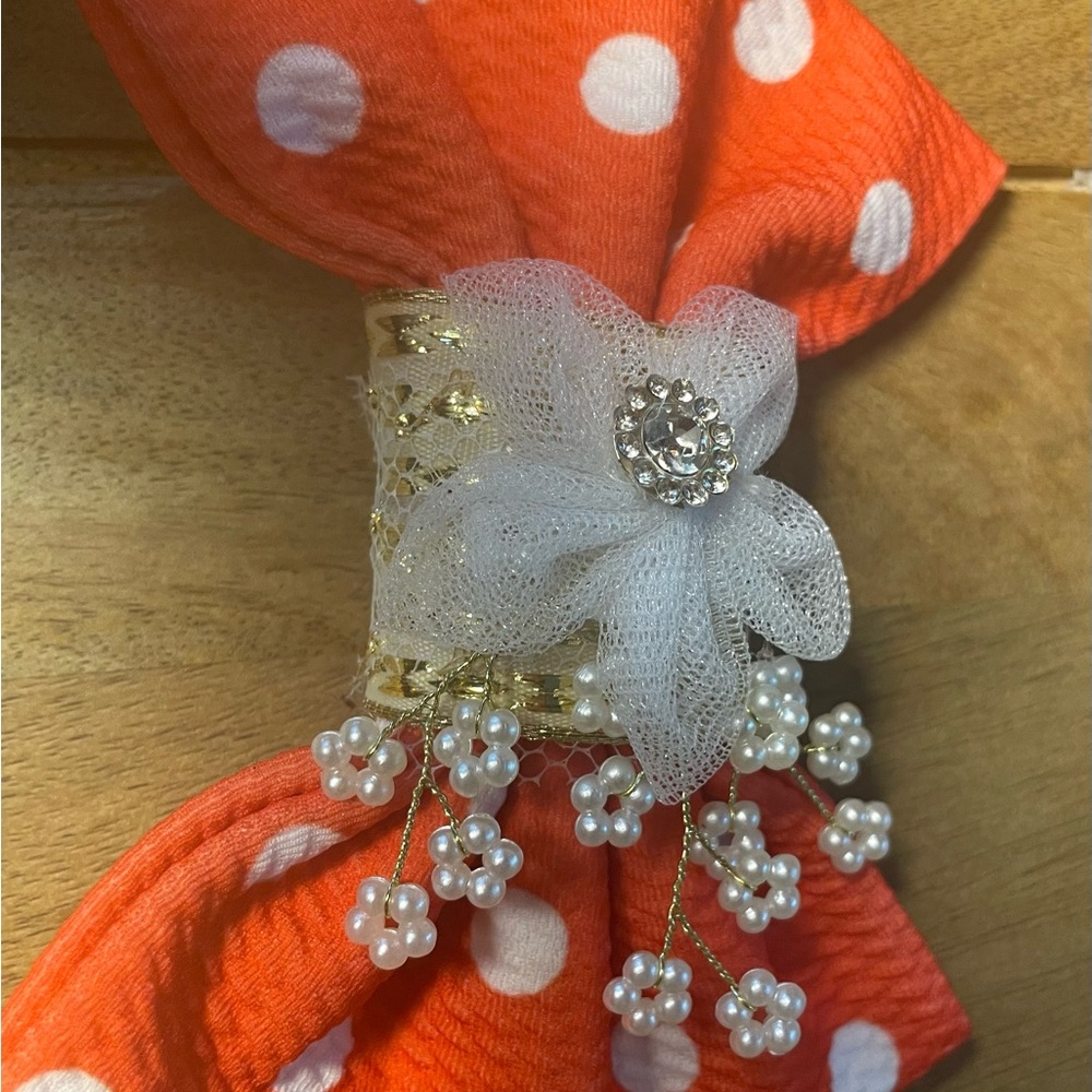 Hand Crafted Couture Bow Tie featuring Pearls & Lace